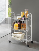 Next Metaltex White Siena 3-Tier Rolling Storage Cart 63cm x 23cm x 41cm- Buy online at McGrocer