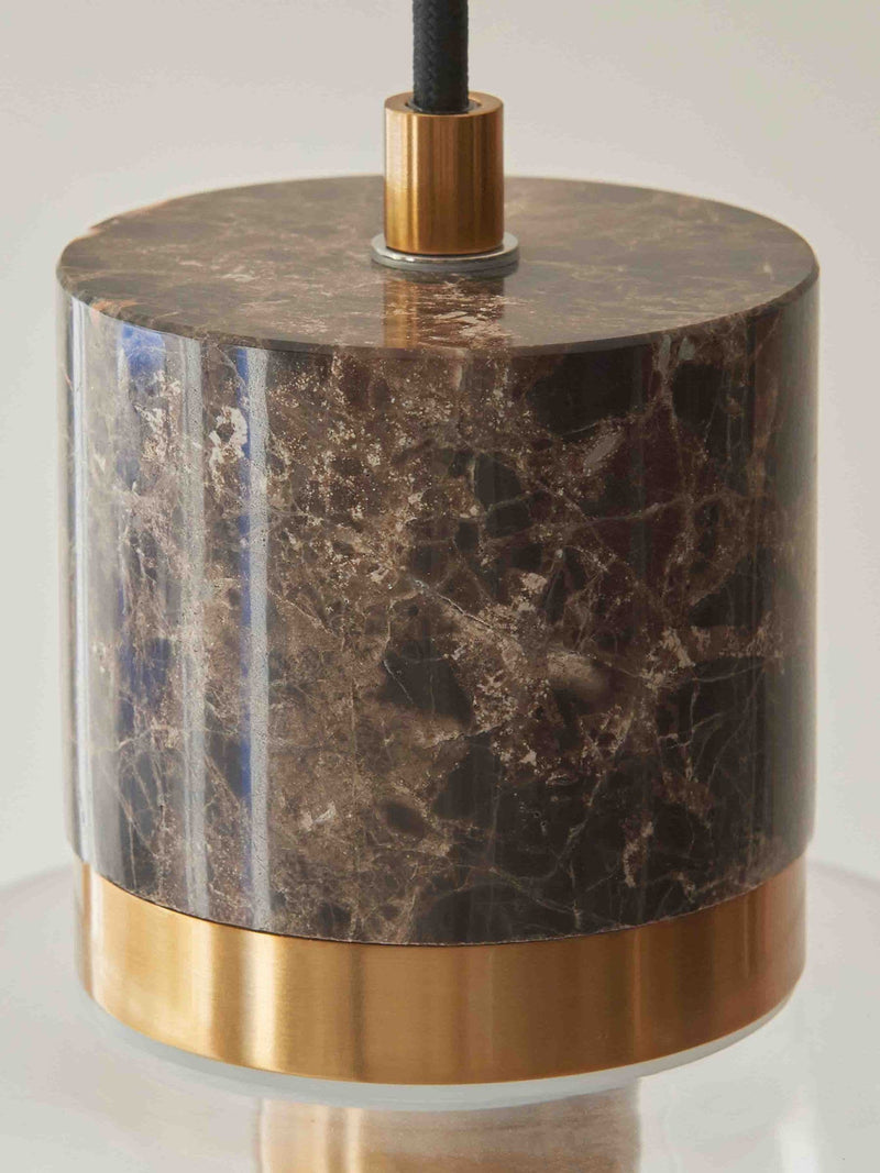 Gallery Home dark brown travertine ceiling pendant light, imported from the UK