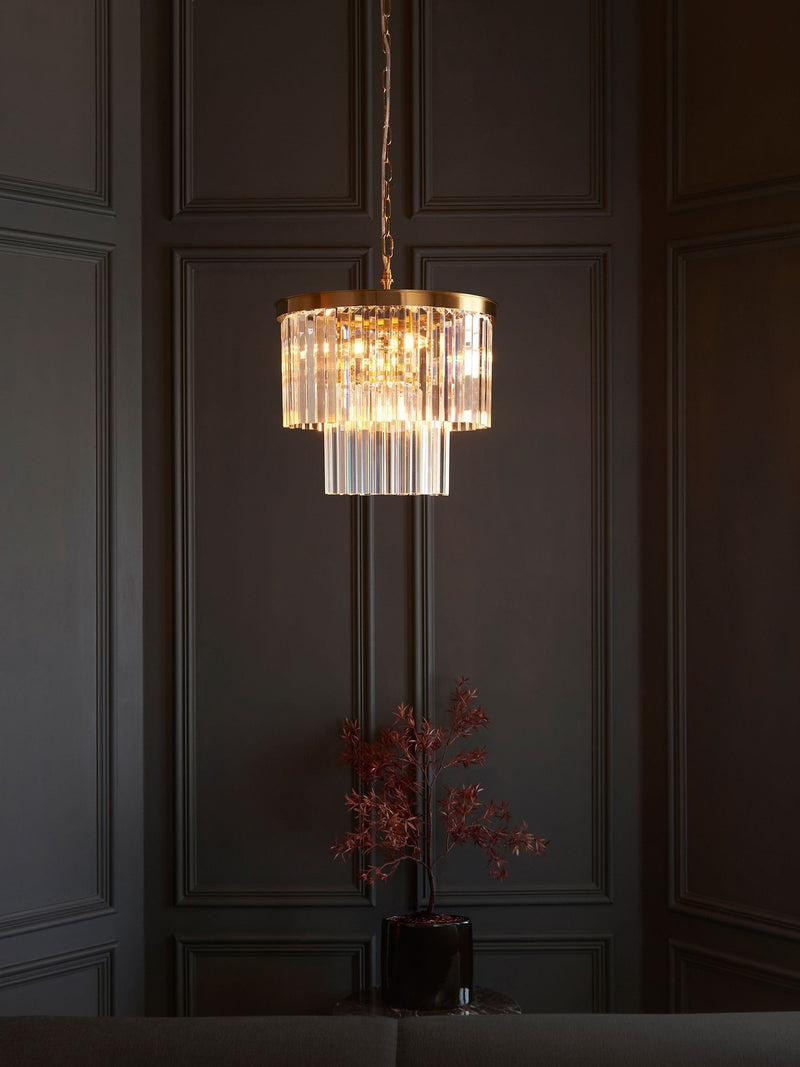 Gallery Home aged brass ceiling pendant light 158.5cm, imported from the UK