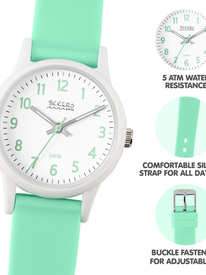 Tikkers green aqua silicone strap watch for kids, UK version