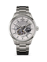 Next Rotary Greenwich Skeleton Automatic Silver Tone Stainless Steel Watch- Buy online at McGrocer