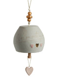 Widdop Cream Love Bell ceramic hanging bell with heart charm, UK version