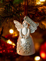 Next Widdop Silver Hope Mini Angel Bell Metal Ornament - 4.5 x 5in- Buy online at McGrocer