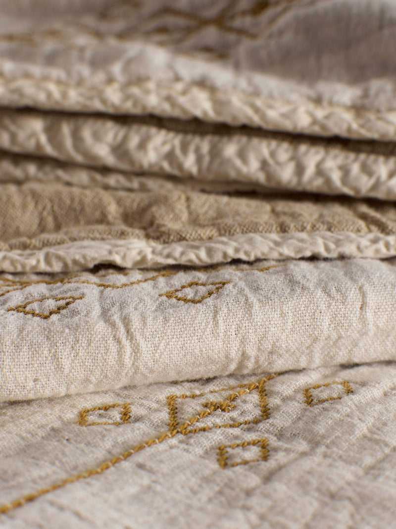 Secret Linen Store natural Jasper quilted throw (British brand)