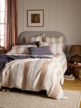 Next Secret Linen Store Blue and Spice Sienna Stripe 100% Linen Pillowcase- Buy online at McGrocer