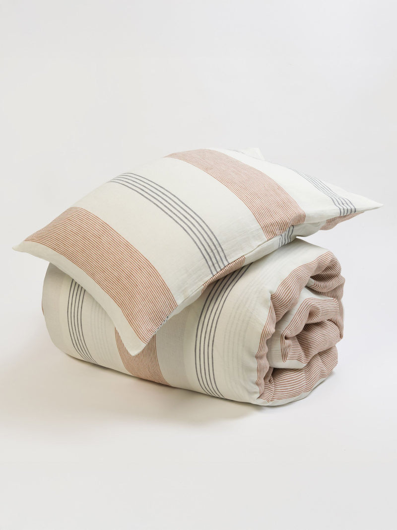 Secret Linen Store Sienna Stripe blue spice linen pillowcase - British product