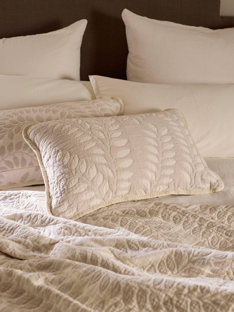 Secret Linen Store Annie quilted cushion cover natural cream 60x40cm, imported from the UK