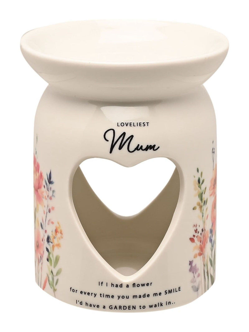 Widdop white wax melt burner with Mum design 10cm (British brand)