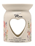 Widdop white wax melt burner with Mum design 10cm (British brand)