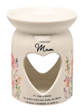 Widdop white wax melt burner with Mum design 10cm (British brand)
