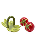 Widdop ceramic tomato-shaped salt and pepper set, imported from the UK