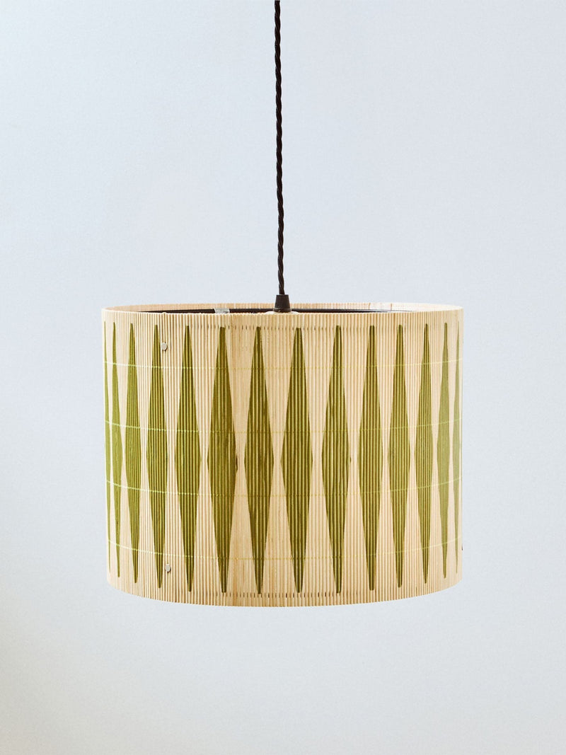 Oliver Bonas green diamond bamboo pendant lamp shade 30cm, imported from the UK