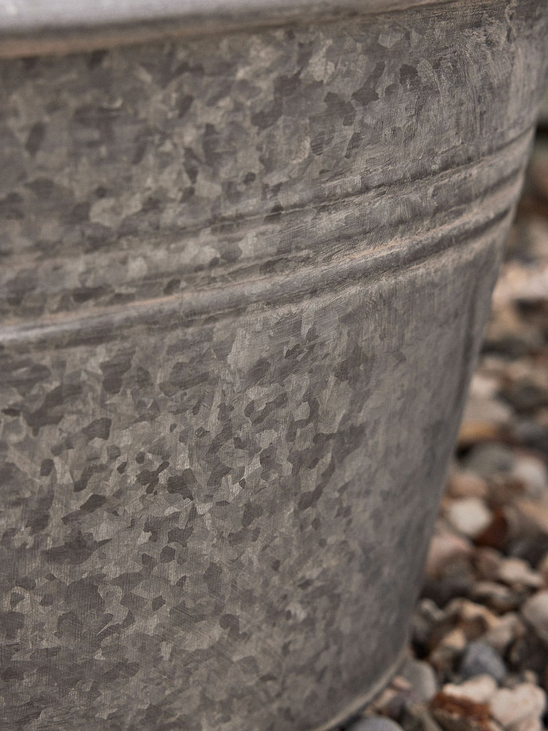 Dibor Silver Galvanised Tub Planter, imported from the UK