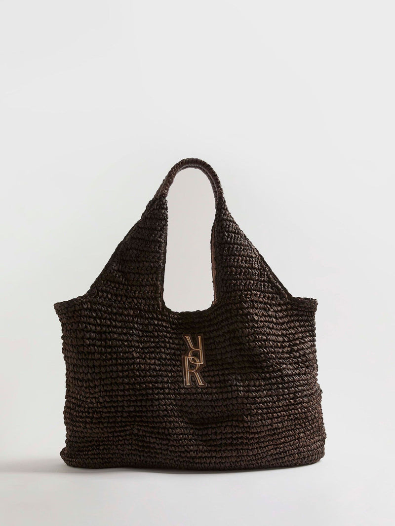 River Island brown raffia shopper bag, UK version