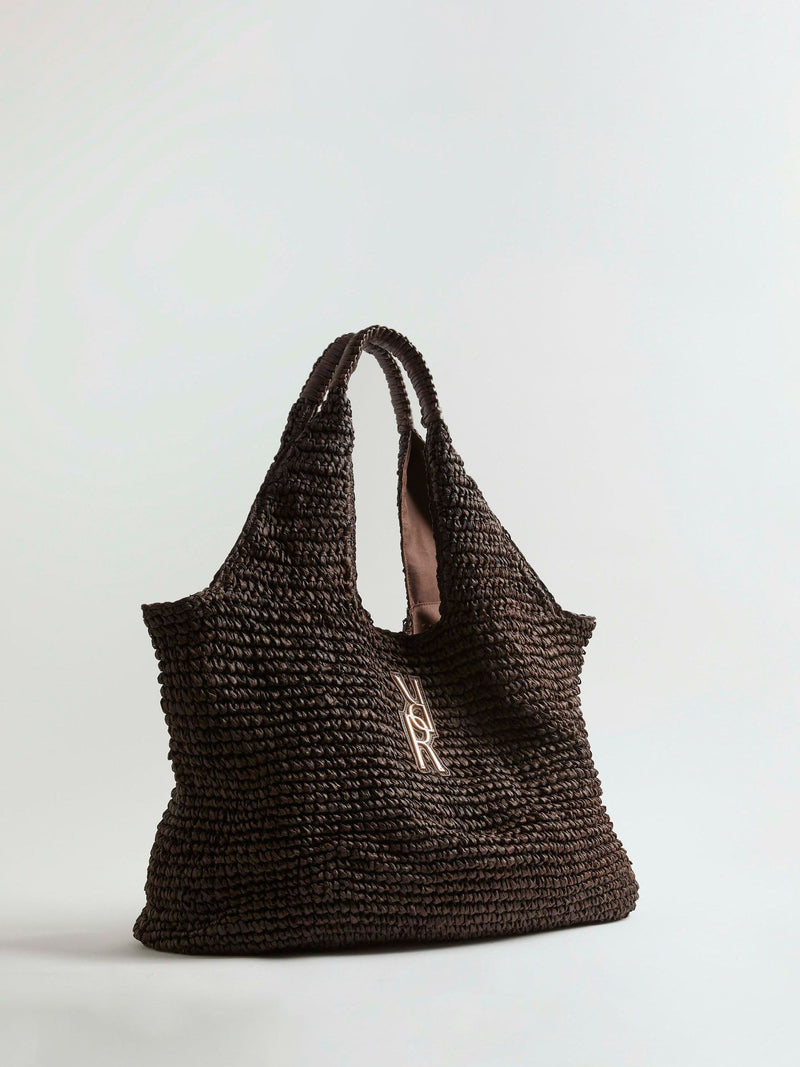 River Island brown raffia shopper bag, UK version