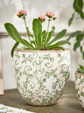 Dibor green botanical ceramic plant pot - British product