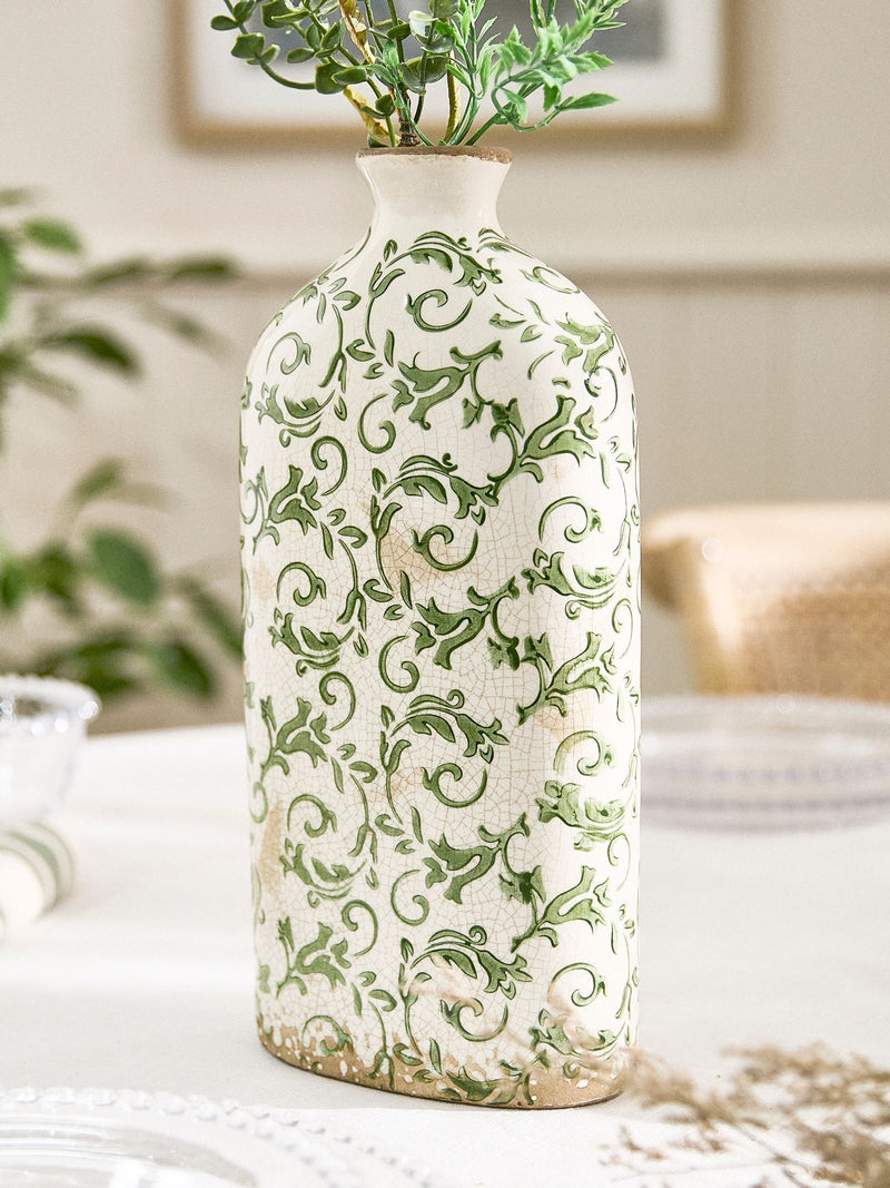 Dibor green botanical bottle vase 31cm, UK version