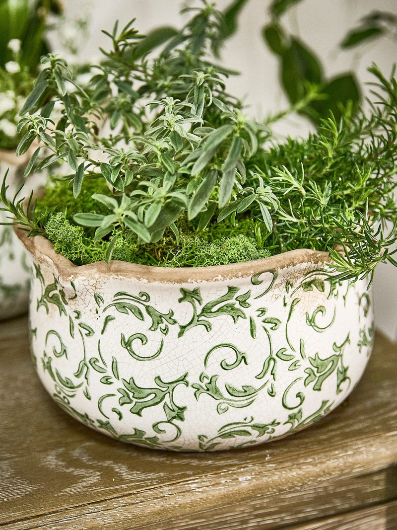 Dibor set of three green ceramic planters, UK version