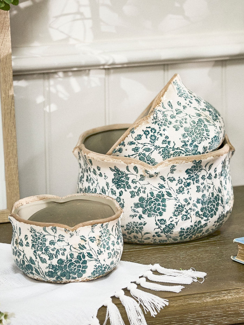 Dibor set of 3 turquoise planters - British product