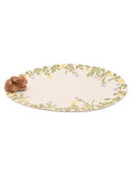 Widdop white serving plate with bunny detail and wildflowers, UK version