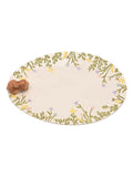 Widdop white serving plate with bunny detail and wildflowers, UK version