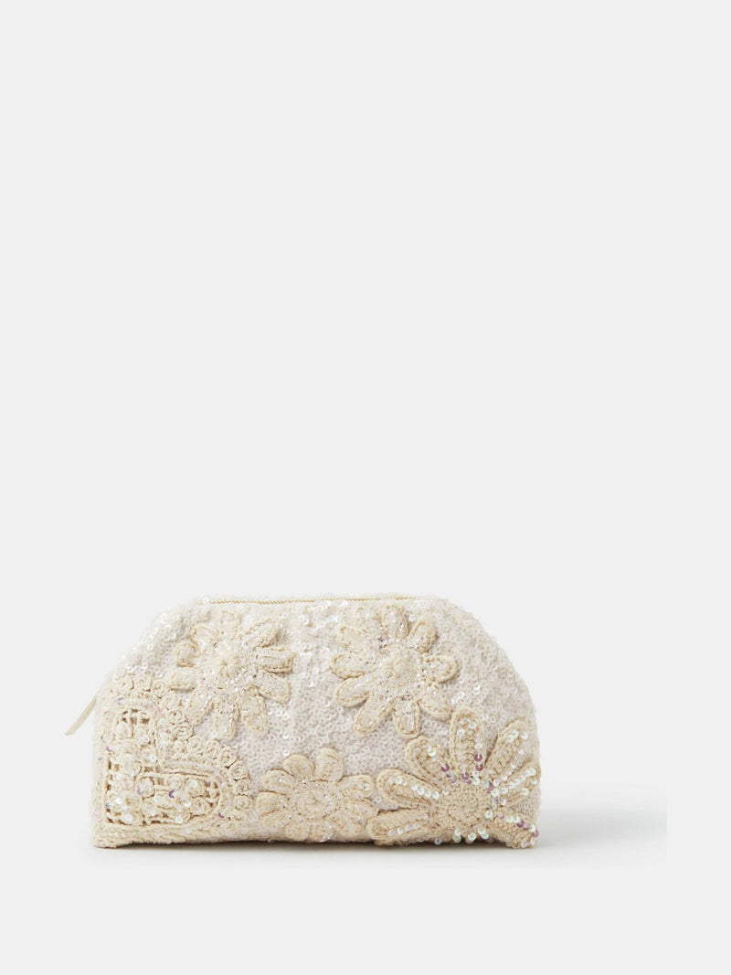 Accessorize cream macrame sequin clutch bag - British product