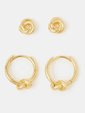 Accessorize knot stud and hoop earrings 2-pack - British product