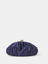 Next Accessorize Blue Ruched Satin Clip Frame Clutch Bag- Buy online at McGrocer