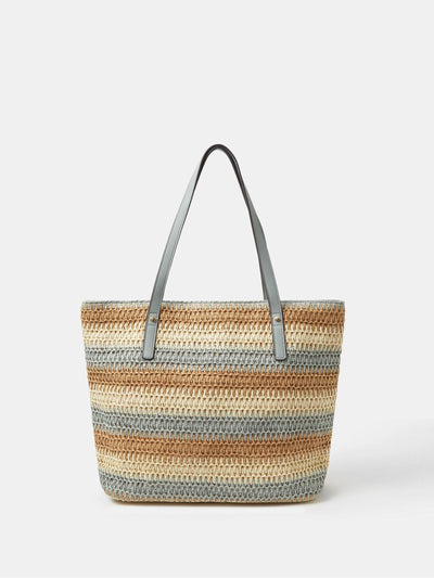 Next Accessorize Grey Stripe Raffia Shoulder Bag- Buy online at McGrocer