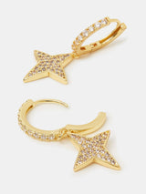 Next Accessorize Gold Tone 14ct Gold-Plated Diamanté Star Charm Hoop Earrings- Buy online at McGrocer