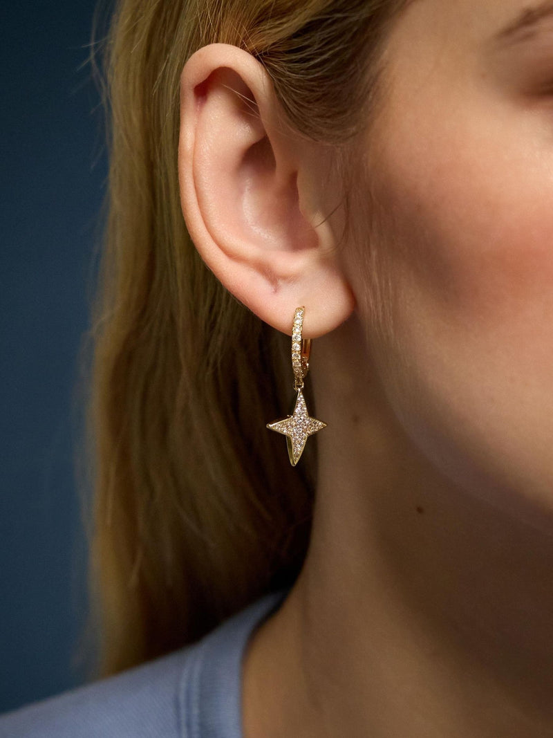 Accessorize gold plated diamante star charm hoop earrings - British product