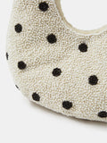 Accessorize cream polka dot beaded handheld bag (British brand)