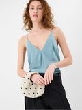 Accessorize cream polka dot beaded handheld bag (British brand)