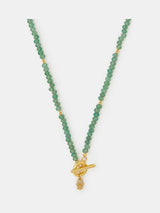 Next Accessorize Green 14ct Gold-Plated Healing Stone Bead T-Bar Necklace- Buy online at McGrocer