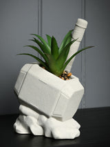 Next Marvel White Thor Hammer Planter With Faux Plant- Buy online at McGrocer
