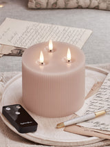Next Lights4fun 3 Wick Fluted Blush Pink TruGlow LED Candle 10cm- Buy online at McGrocer