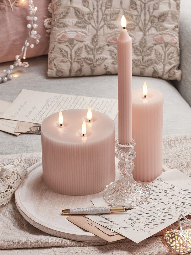 Lights4fun blush pink TruGlow LED candle 10cm, imported from the UK