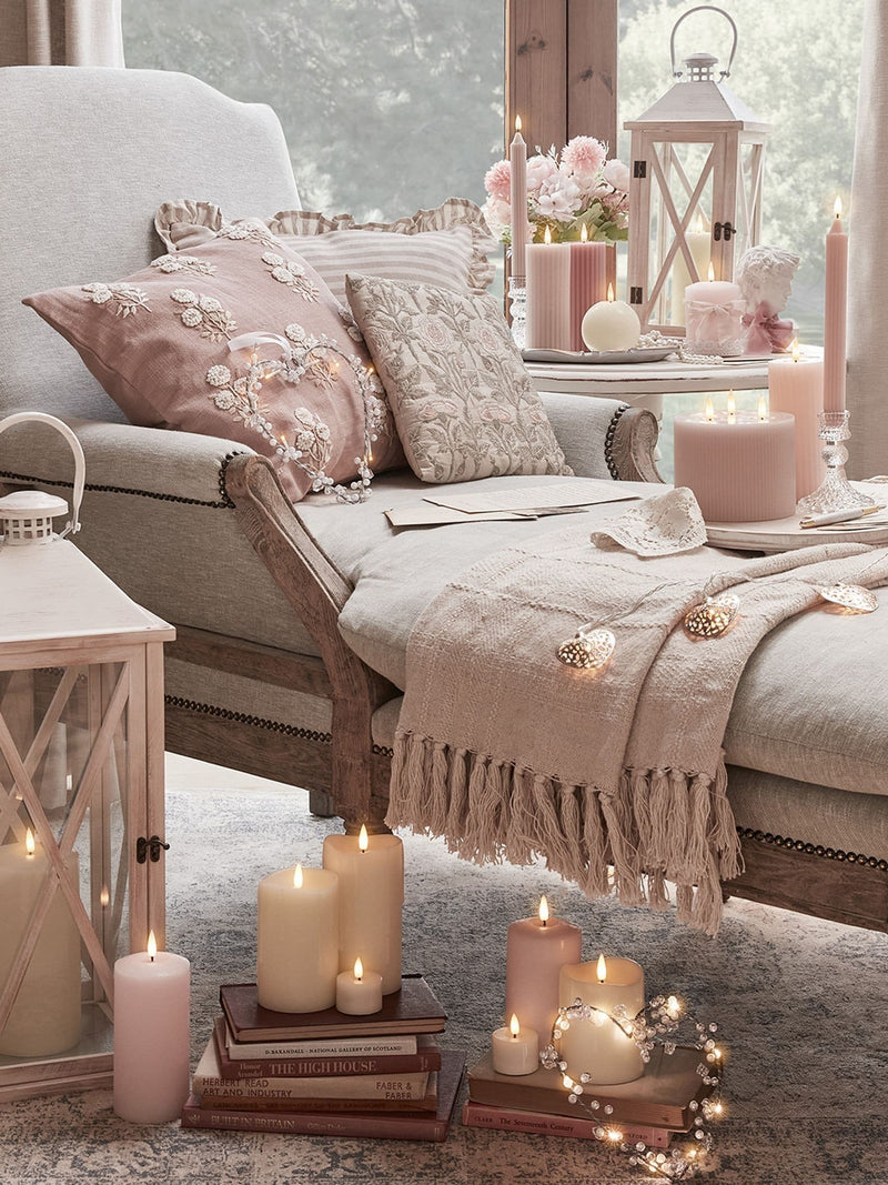 Lights4fun blush pink TruGlow LED candle 10cm, imported from the UK