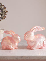 Next Lights4fun Pink Mottled Glass Bunny Easter Decoration- Buy online at McGrocer