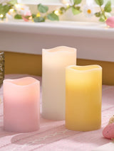 Next Lights4fun Set of 3 Pastel Pillar Candles- Buy online at McGrocer