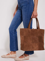 Next Mint Velvet Tan Brown Mia Suede Woven Tote Bag- Buy online at McGrocer