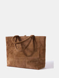 Mint Velvet tan brown suede woven tote bag (British brand)