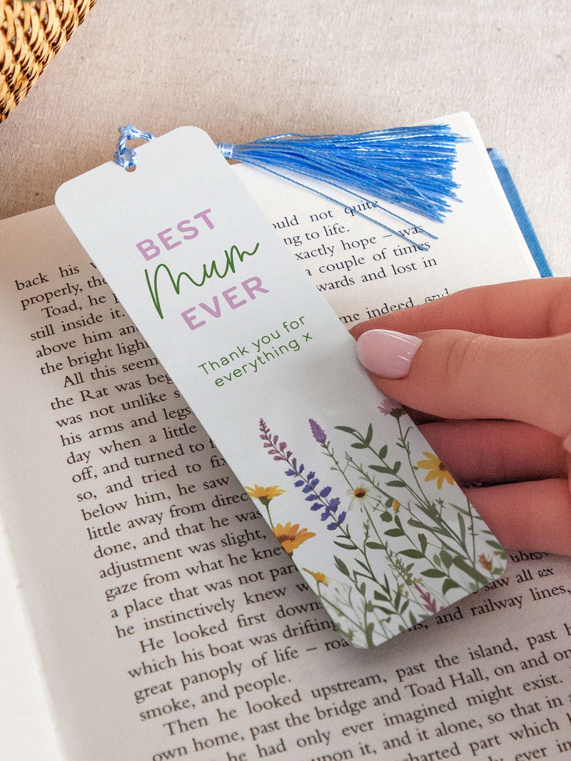 No Ordinary Gift personalised wildflowers bookmark aluminium tassel - British product