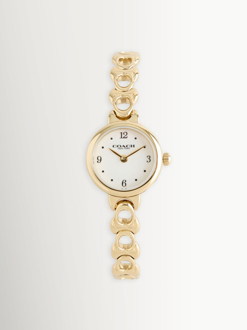 Coach White Iris gold plated bracelet watch 22mm, imported from the UK