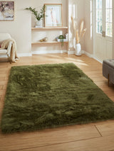 Next Think Rugs Olive Green Polar Plush Plain Shaggy Rug- Buy online at McGrocer