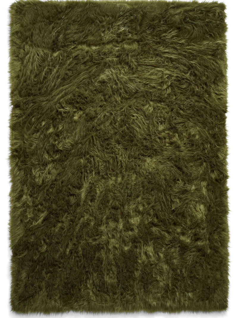 Think Rugs shaggy rug olive green, imported from the UK