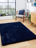 Think Rugs Navy Super Teddy plain shaggy rug (British brand)
