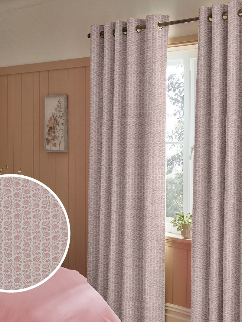 Carnation pink floral made to measure curtains - British product