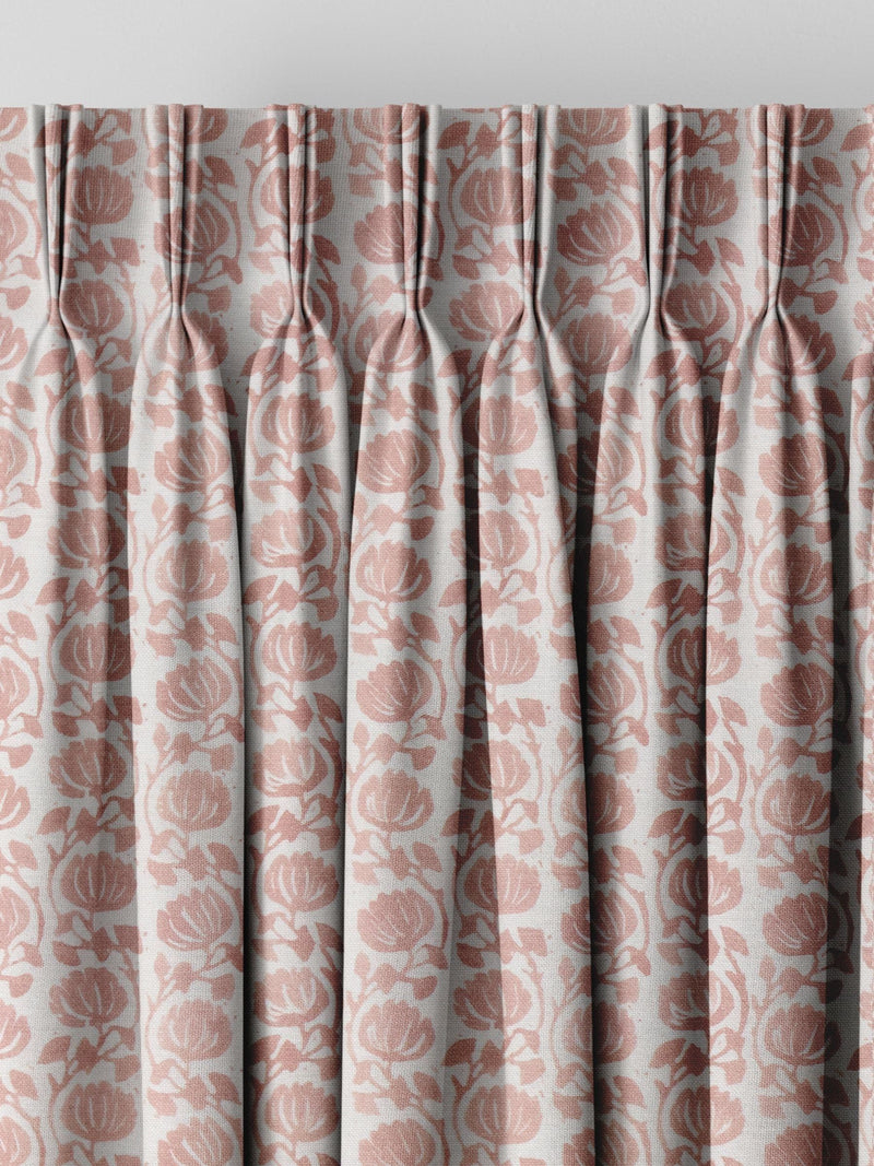 Carnation pink floral made to measure curtains - British product