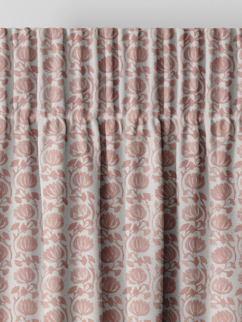 Carnation pink floral made to measure curtains - British product